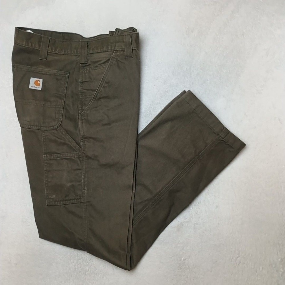 Carhartt Pant Men 32x32 Brown Carpenter Relaxed Straight Canvas Workwear Pockets